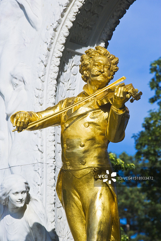 城市公园约翰·施特劳斯纪念碑细节图片素材