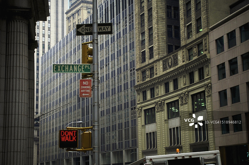 华尔街沿线的摩天大楼图片素材