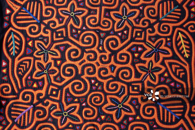 巴拿马库纳莫拉，螺旋和花卉图案细节图片素材