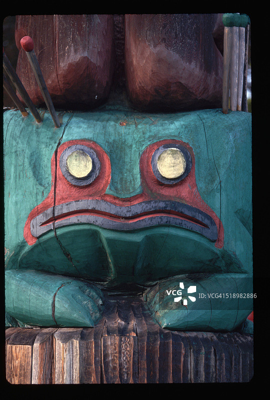 “知识”图腾柱上的青蛙图片素材