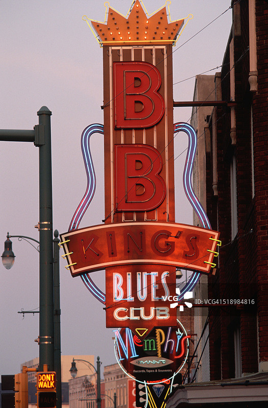 孟菲斯BB金蓝调俱乐部霓虹灯标志图片素材