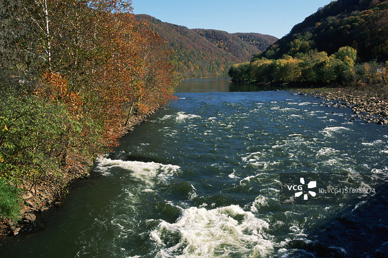 西弗吉尼亚州秋季的新河图片素材