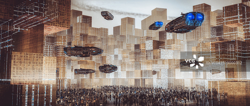 未来主义建筑城市景观概念图片素材