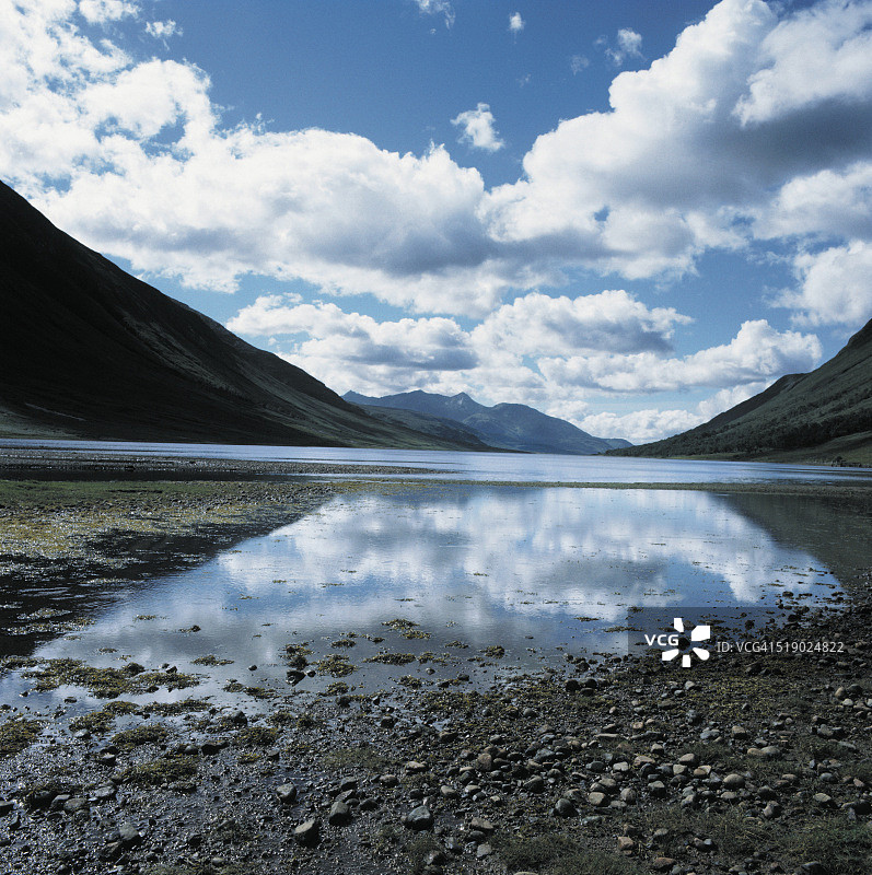 艾提夫湖中倒映的云彩图片素材