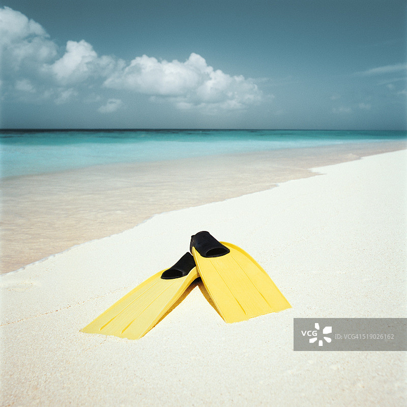 海滩上的游泳脚蹼图片素材