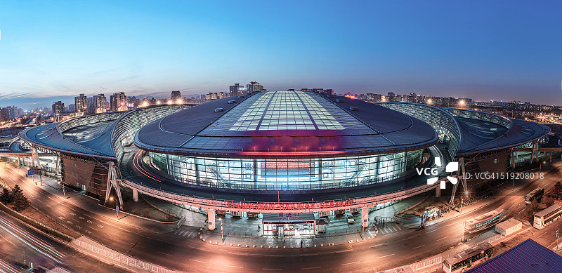 北京南站黄昏鸟瞰图图片素材