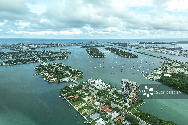 迈阿密比斯坎湾群岛鸟瞰图片素材