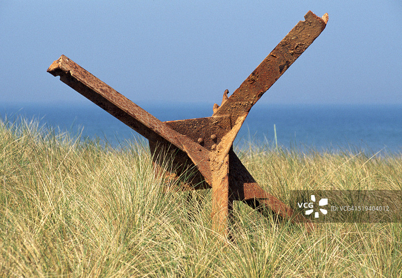 犹他海滩上的刺猬障碍物图片素材