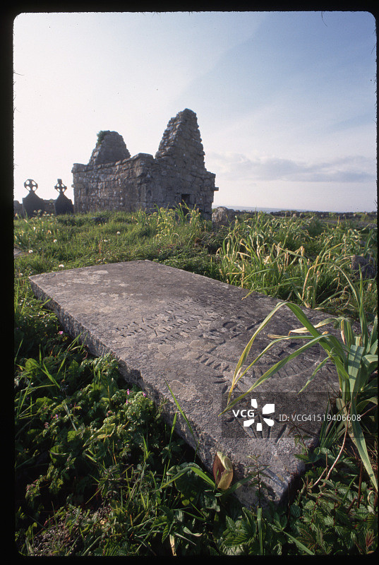 基尔·钱安纳赫祈祷室遗址，位于戈尔韦郡伊尼什曼岛图片素材