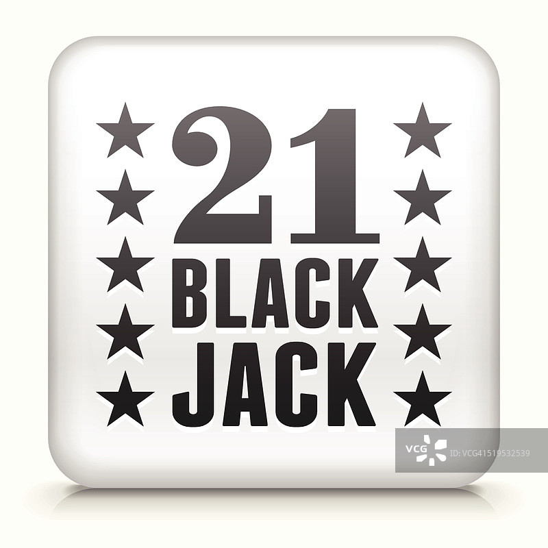 带有21点Black Jack免版税矢量艺术的方形按钮图片素材
