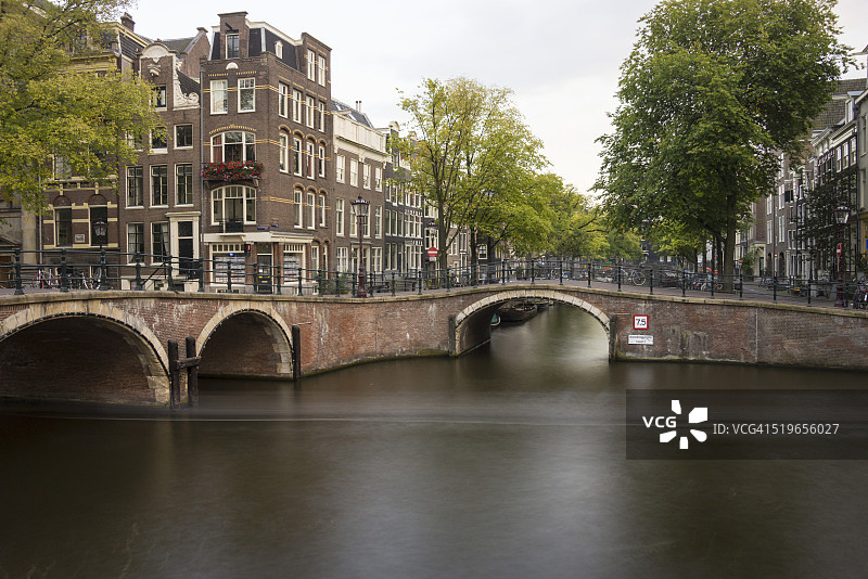 阿姆斯特丹市中心的王子运河桥图片素材