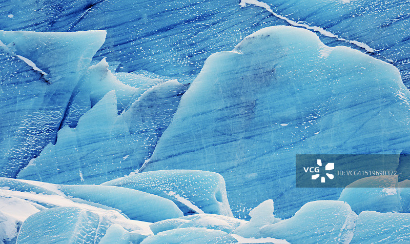 冰岛东南部斯维纳山冰川的蓝冰。图片素材