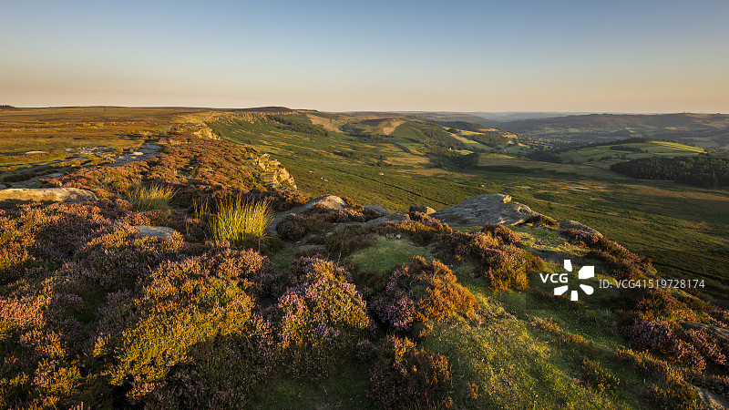 德比郡 Stanage Edge 边缘的小路图片素材