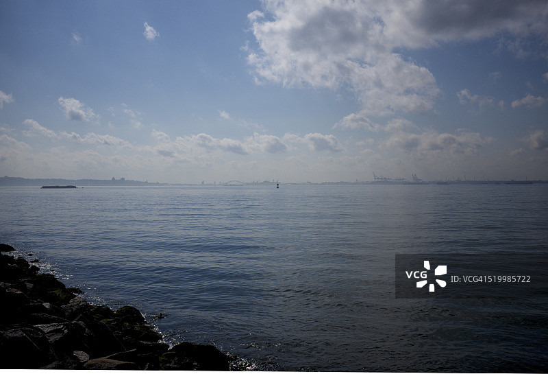 从红钩码头眺望纽约港图片素材