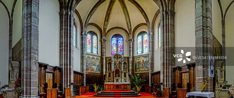 法国丹巴克村教堂全景内景图片素材