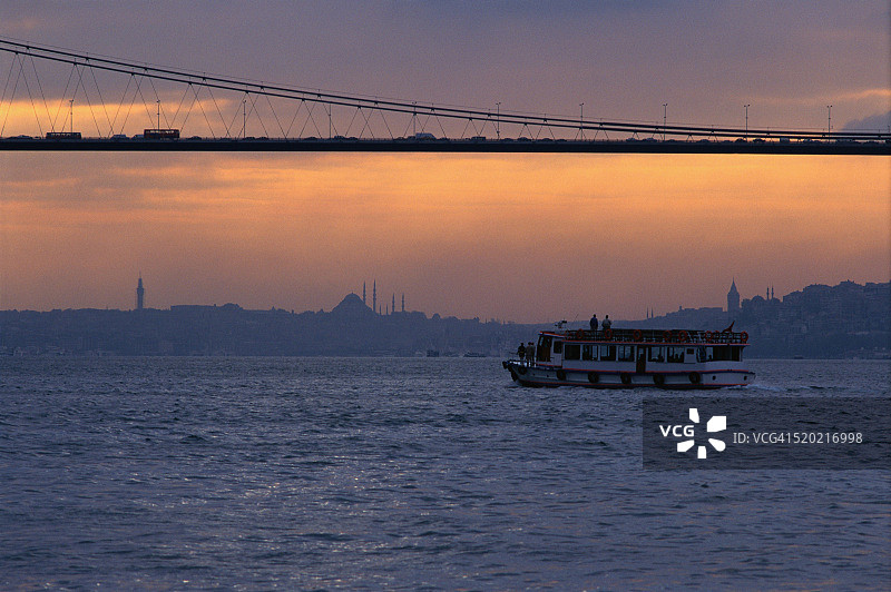 博斯普鲁斯海峡大桥日落景色图片素材