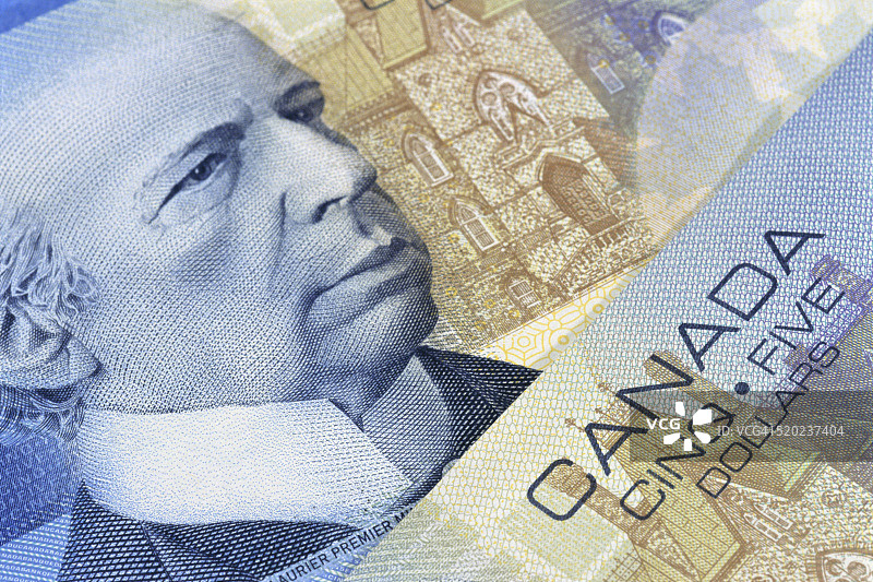 加拿大五美元的纸币图片素材