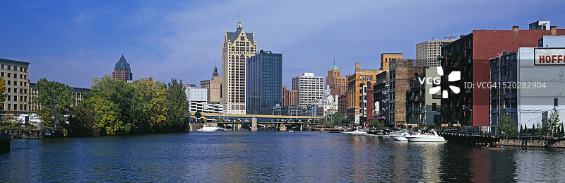 密尔沃基河和历史悠久的第三区图片素材