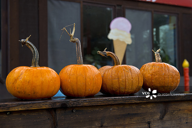 美国爱达荷州华莱士商店前的南瓜图片素材