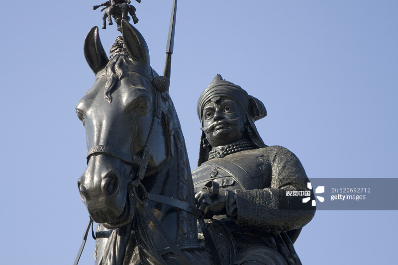 马哈拉纳·普拉塔普和切塔克马雕塑，拉贾斯坦邦乌代布尔图片素材