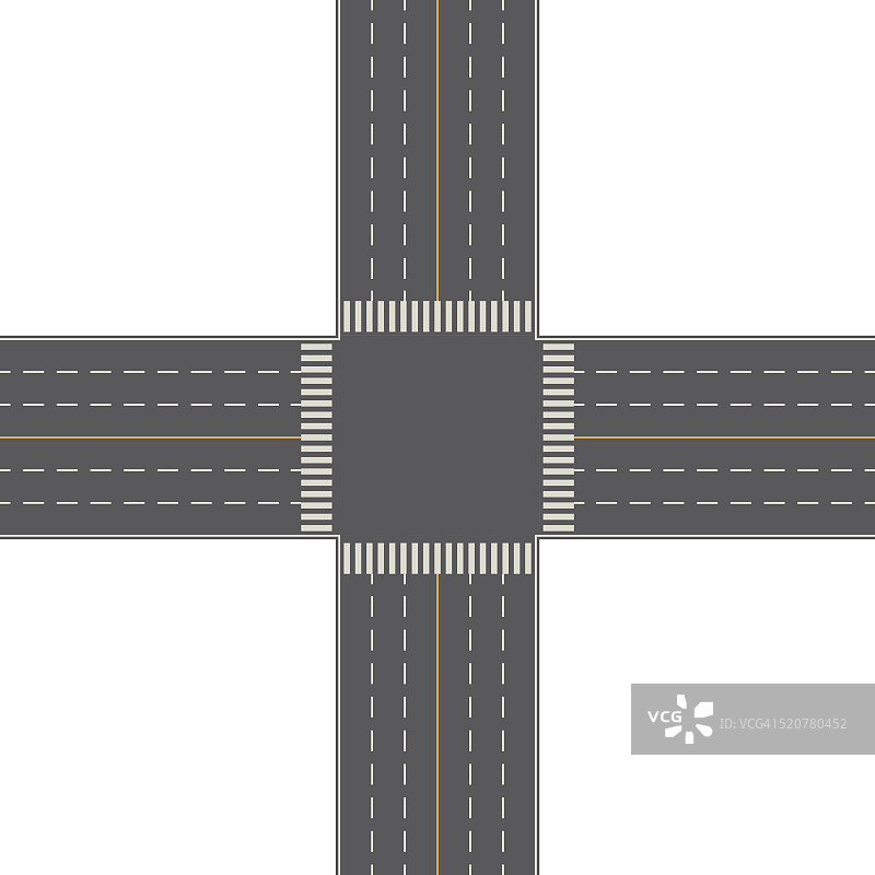 头顶透视视图的一个4路交通十字路口图片素材