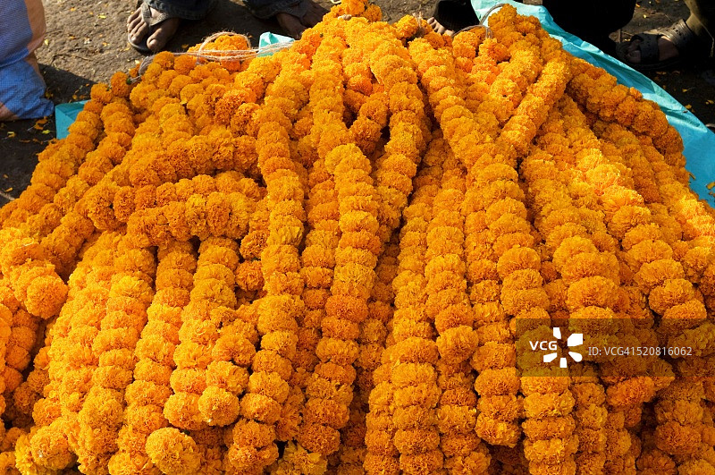 印度西孟加拉邦米德纳布尔鲜花市场图片素材