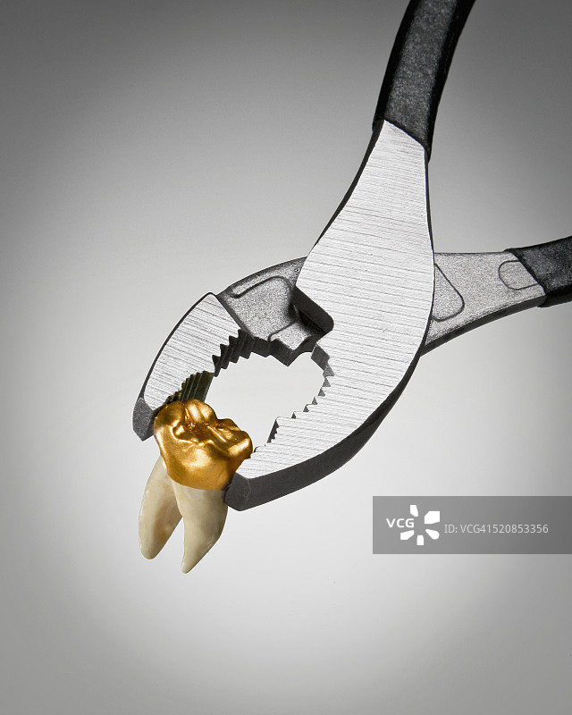 钳子夹金牙图片素材