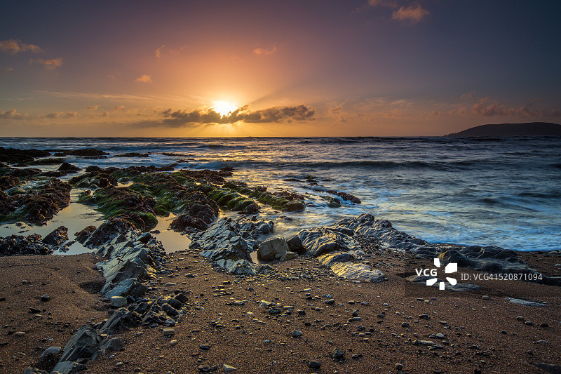 贝壳海滩日落图片素材