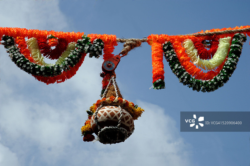 孟买Dadar的Janmashtmi节上的Govinda Dahi handi图片素材