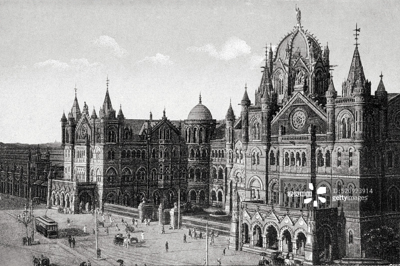 印度马哈拉施特拉邦孟买维多利亚火车站老照片图片素材