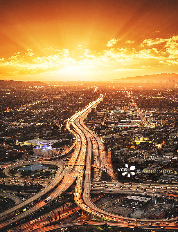 洛杉矶十字路口鸟瞰图片素材