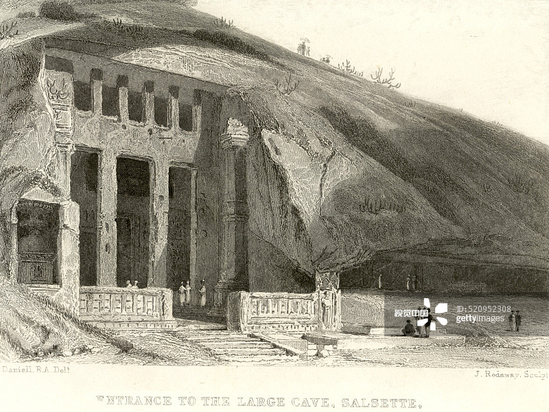 印度马哈拉施特拉邦孟买Salsette大岩洞入口图片素材