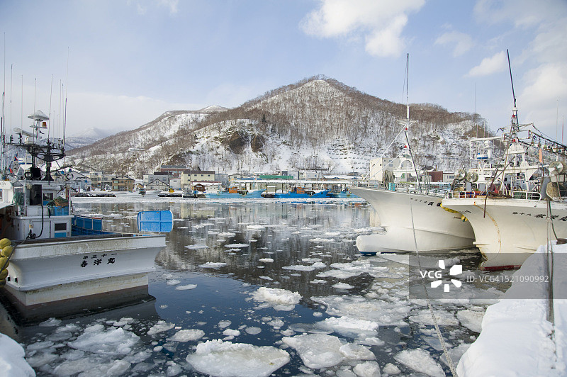 日本北海道罗臼渔港图片素材