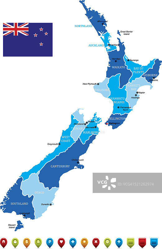 新西兰地图图片素材