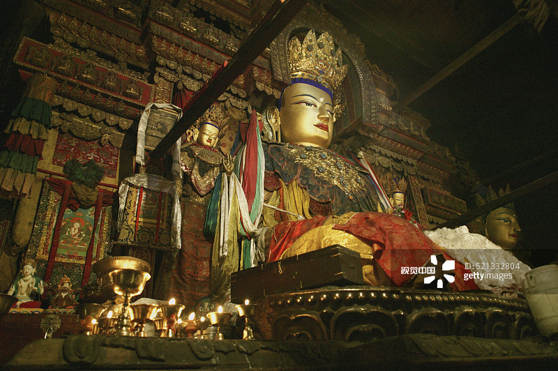 中国西藏江孜白居寺的佛像图片素材