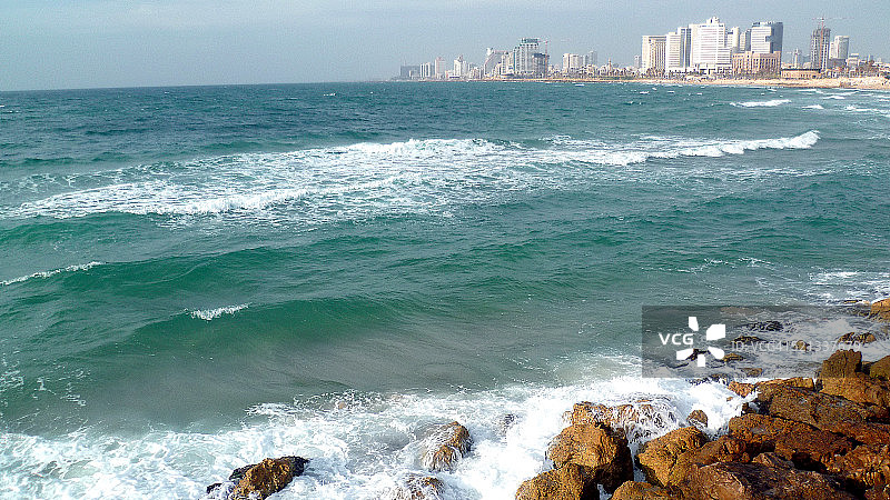 从雅法港看到的特拉维夫图片素材