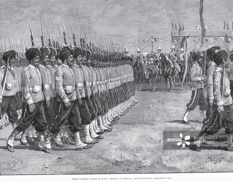 艾伯特·维克多王子在印度浦那检阅图片素材