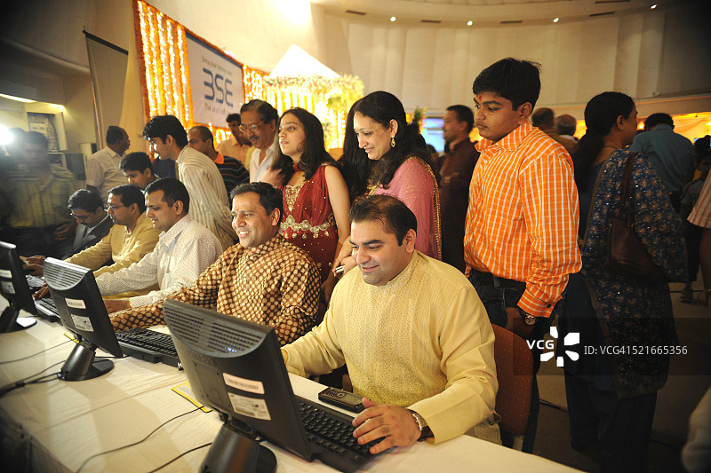 孟买证券交易所排灯节传统交易时段，印度马哈拉施特拉邦图片素材