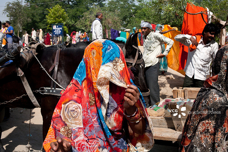 戴面纱的女人，印度哈里瓦，北阿坎德邦，亚洲图片素材