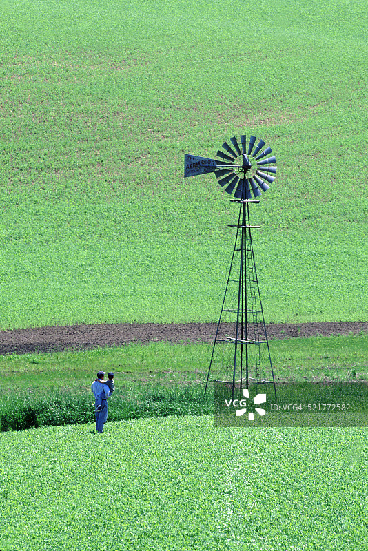 风车和农田图片素材