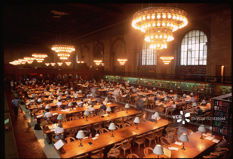 纽约公共图书馆阅览室图片素材