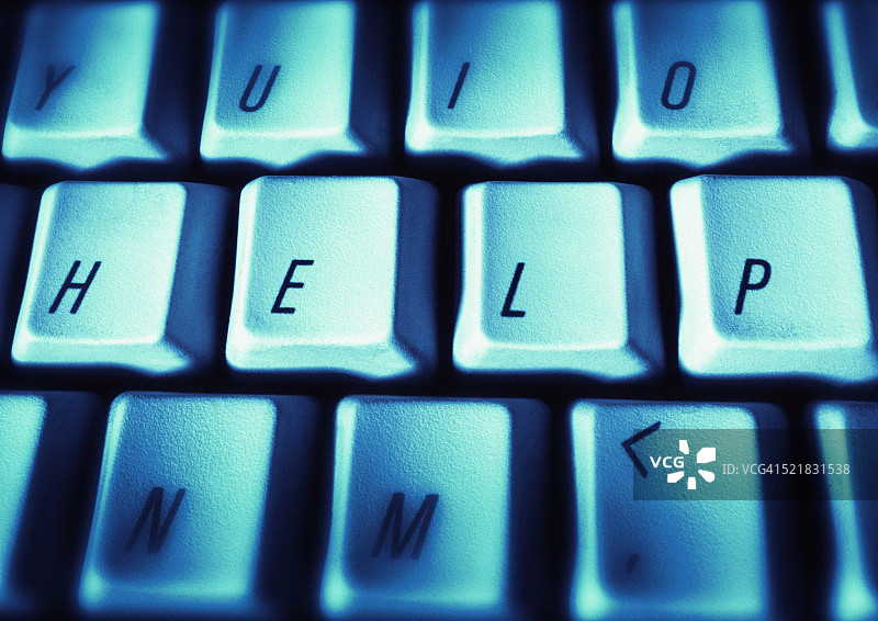 电脑键盘拼出“帮助”图片素材