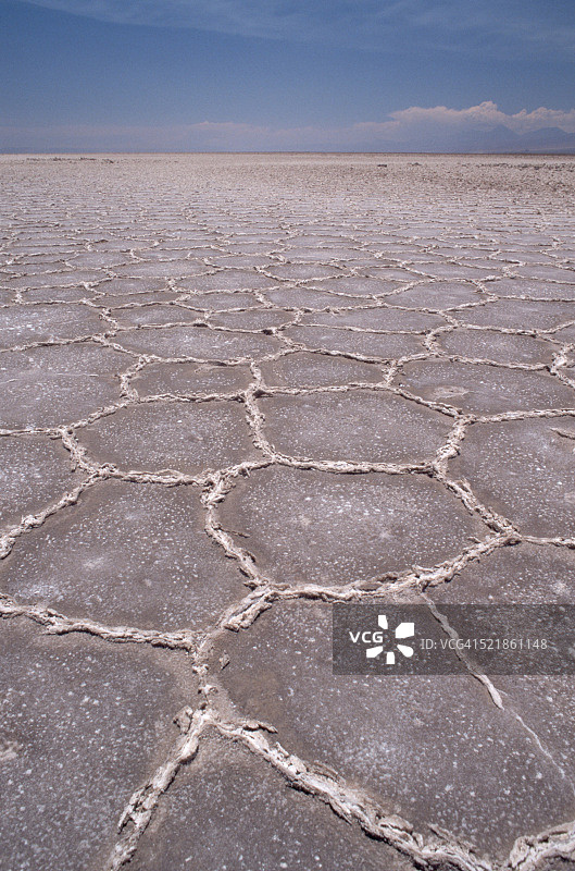 阿塔卡马沙漠盐湖的盐层图片素材