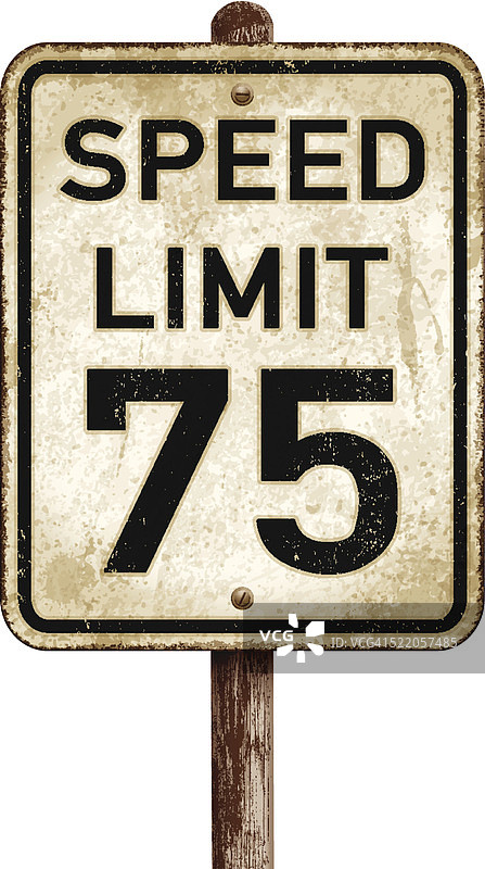 美国复古限速75英里路标矢量图图片素材