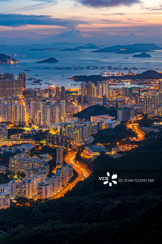 从狮子山观香港日落图片素材
