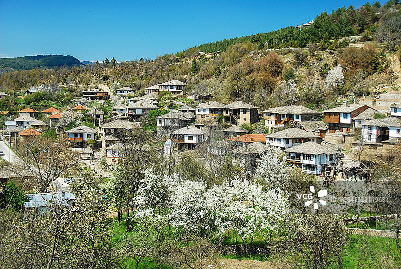 保加利亚罗多彼山脉的莱什滕村图片素材