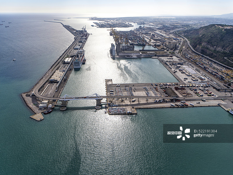 西班牙巴塞罗那港口航拍图片素材