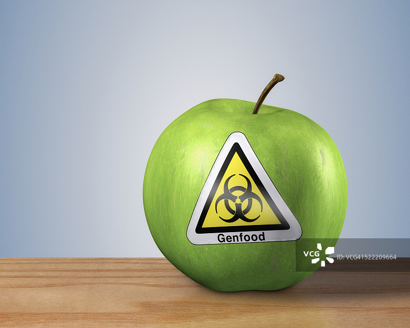 带有转基因食品标识的苹果图片素材