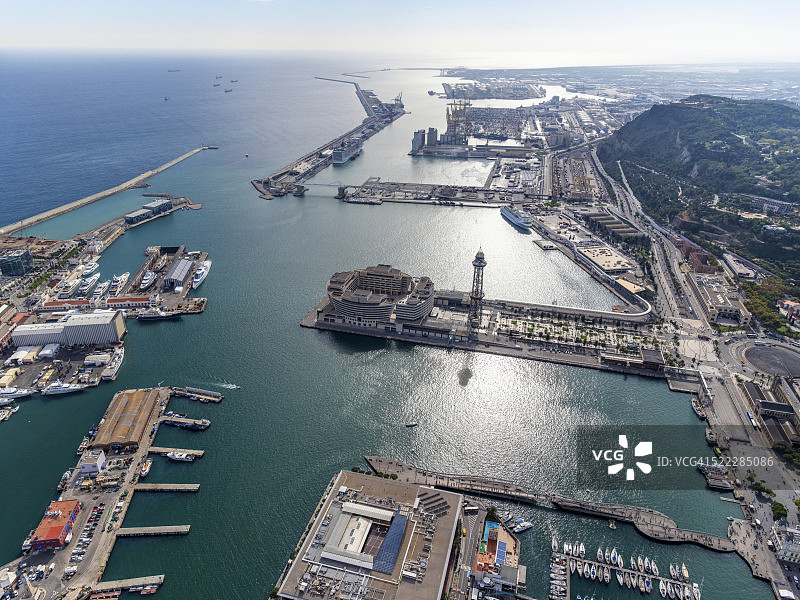 西班牙巴塞罗那港口航拍图片素材