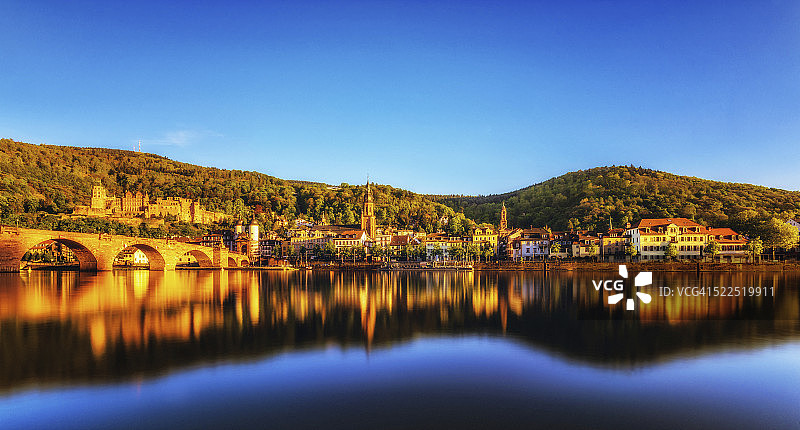 日落时分的海德堡全景图片素材
